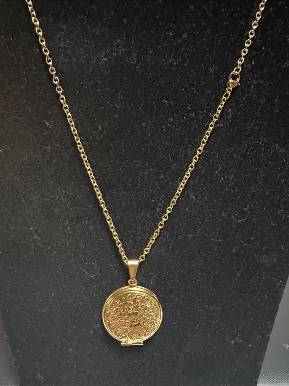 Gold Tone Floral Locket Pendant Necklace - Women Jewelry
